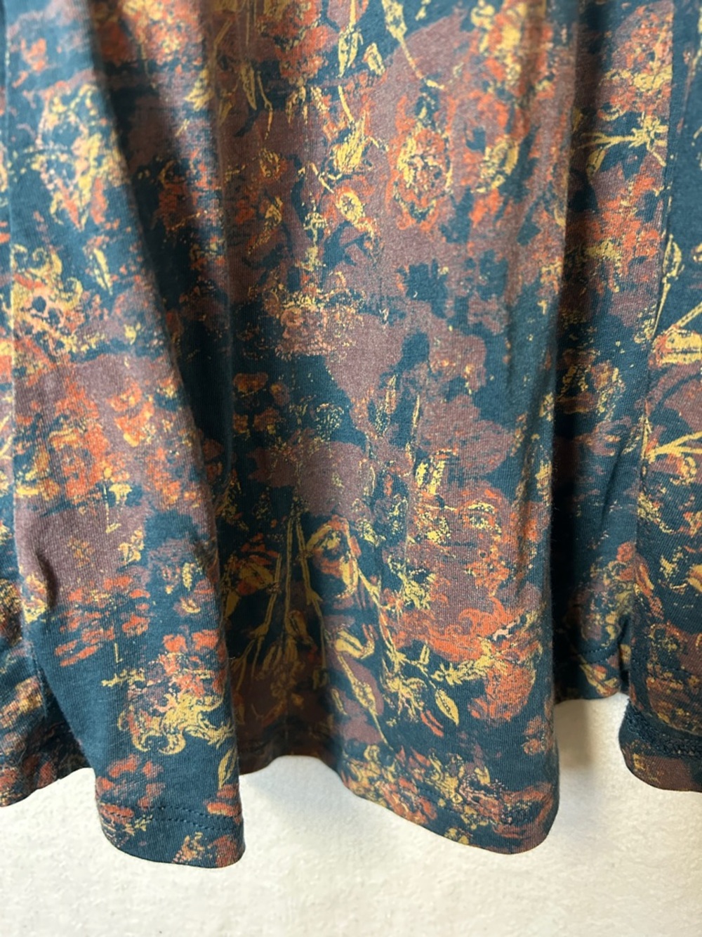 Peruvian Connection Women’s Teal Floral Long-Sleeve Swing Top Size L - Picture 8 of 12